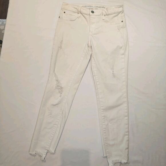 Articles of Society Jeans Women Size 27 White Distressed Mid Rise Frayed Hem - Picture 1 of 16